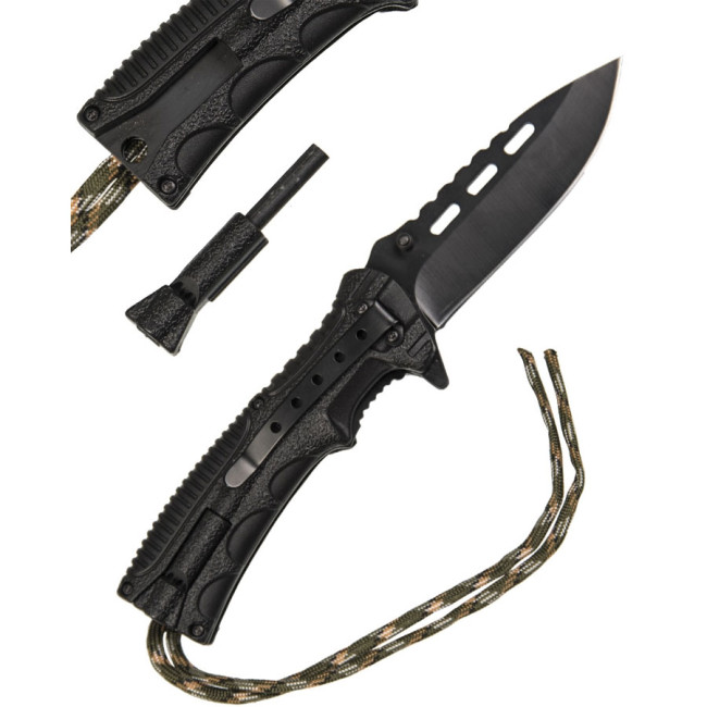 Couteau pliant One-Hand para-corde camo - Miltec