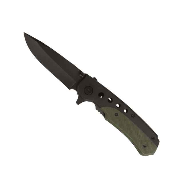 Couteau pliant One-Hand noir/vert olive - Miltec
