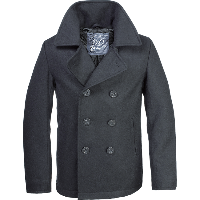 Marinejas Pea Coat wol Zwart - Brandit