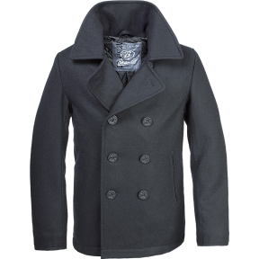 Manteau caban Marin laine Pea Coat Noir - Brandit