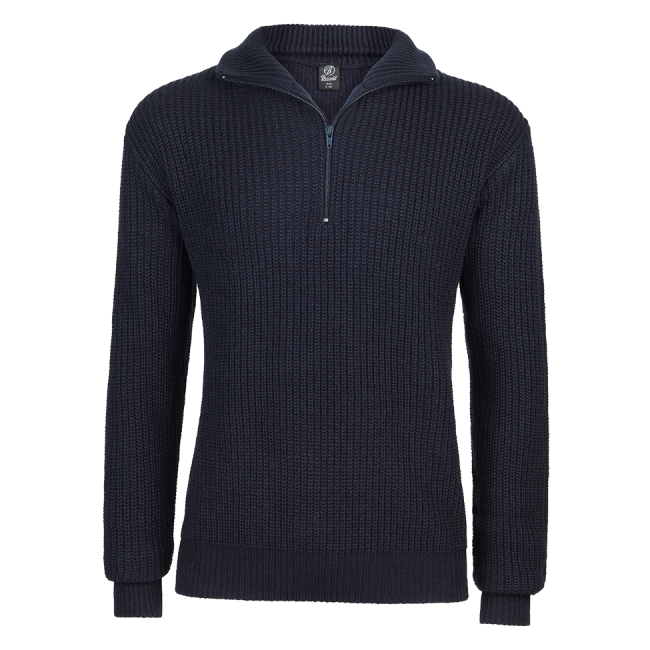 V-Pullover mit Reißverschluss Marineblau - Brandit