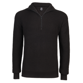 Pull col V zippé Bleu Navy - Brandit
