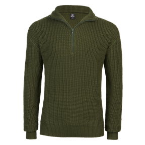 Pull col V zippé Vert - Brandit