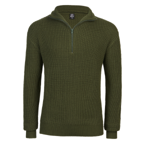 Pull col V zippé Vert - Brandit