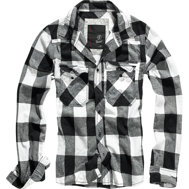 Schwarz-Weiß kariertes Flanellhemd - Brandit