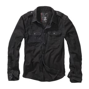 Vintage Military Style Langarm-Hemd Schwarz - Brandit