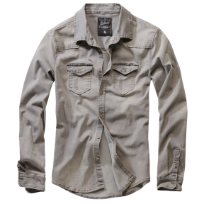 Chemise Jean Vintage Riley Denim effet froissé Grise - Brandit