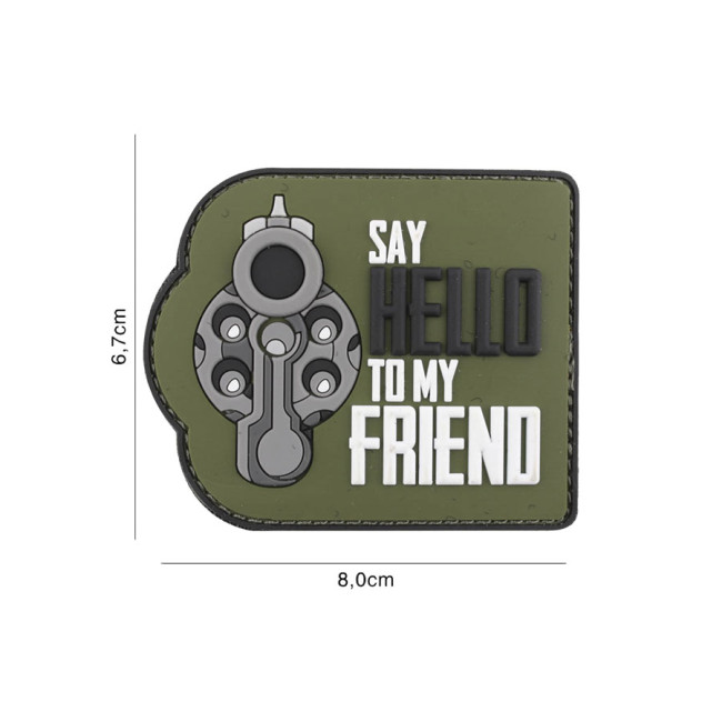 Patch "Say hello to my friend" in PVC groen - 101 Inc