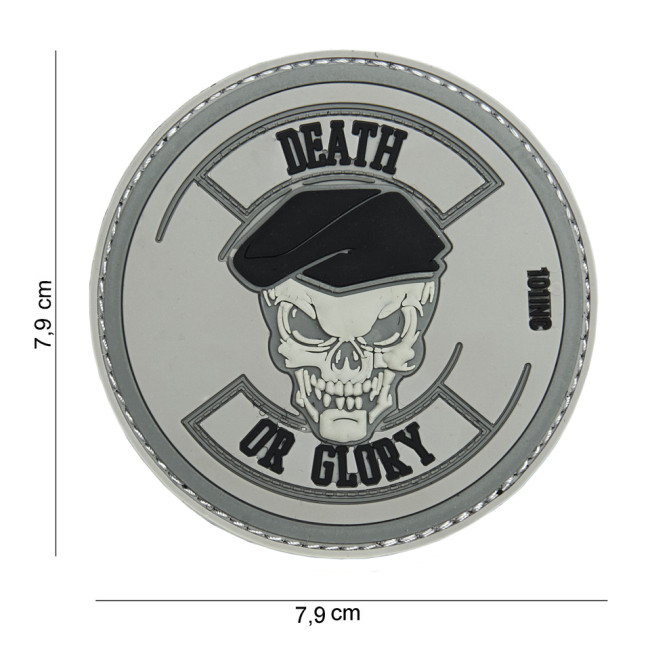 Naszywka 3D z PVC "Death or Glory" szara - 101 Inc