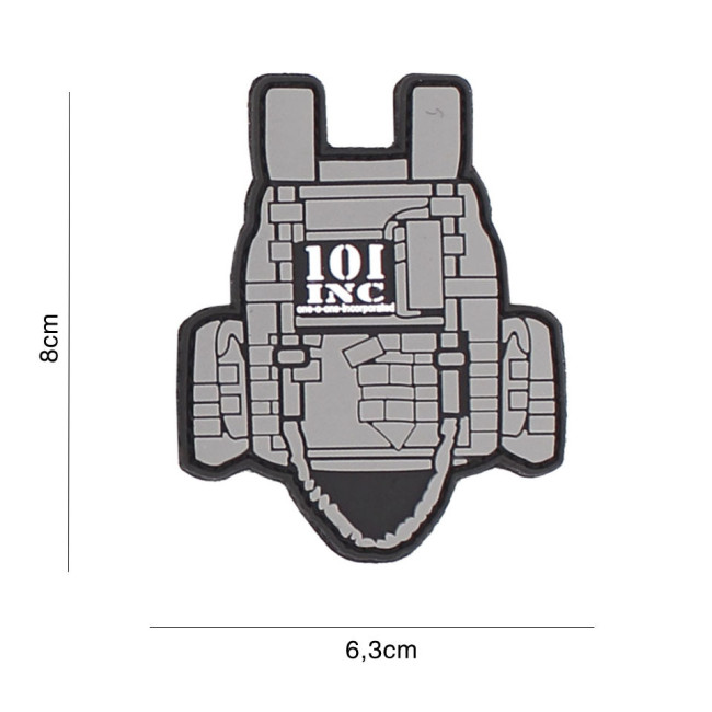 Patch gilet tactique gris en PVC - 101 Inc