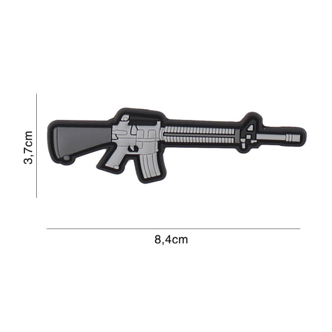 Patch 3D arme M16 en PVC gris - 101 Inc