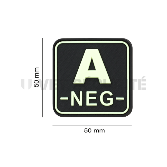 Patch carré groupe sanguin A- Fluorescent - JTG