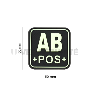 Patch groupe carré sanguin AB+ Photolumincescent - JTG
