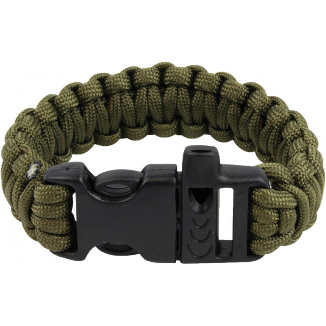 Bracelet Paracorde Vert OD avec sifflet - Highlander