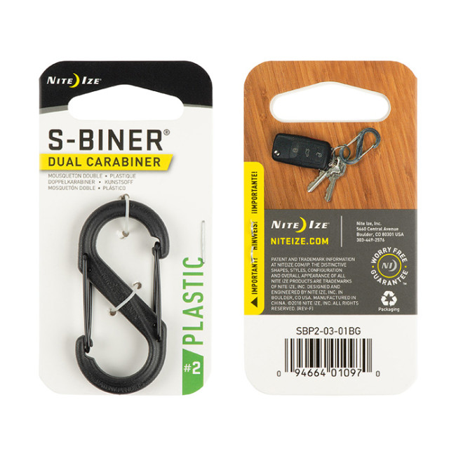 Mousqueton S-Biner plastique Taille 2 noir - Nite Ize 