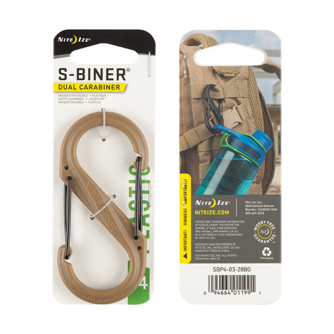Mousqueton S-Biner plastique Taille 4 coyote - Nite Ize 