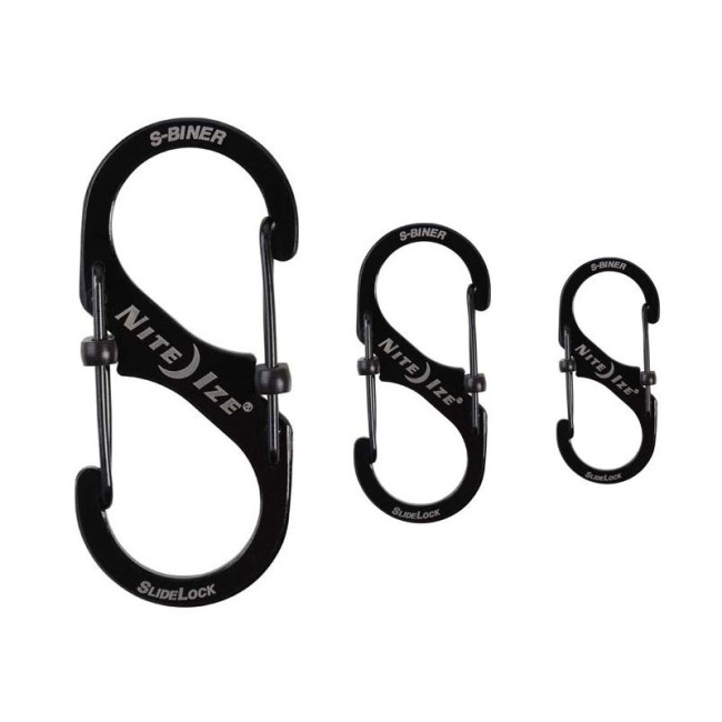 Set van S-Biner SlideLock karabijnhaken maat 2, 3 en 4 zwart - Nite Ize