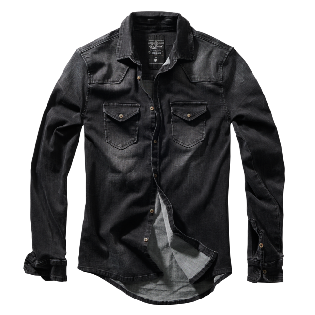 Chemise Jean Vintage Riley Denim effet froissé Noire - Brandit