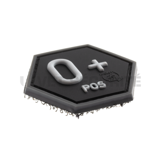 Patch hexagonal groupe sanguin O+  Noir - JTG