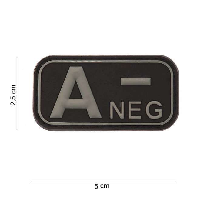 3D PVC Patch bloedgroep A- Zwart - 101 Inc