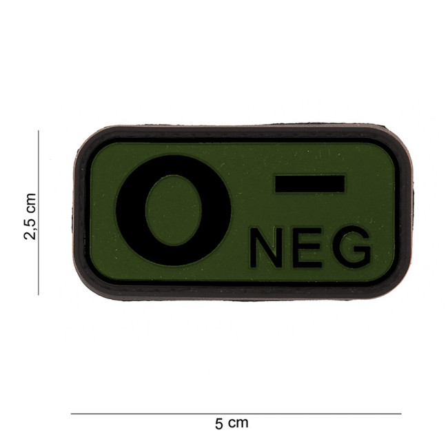 Naszywka 3D PVC grupa krwi O- Zielona - 101 Inc