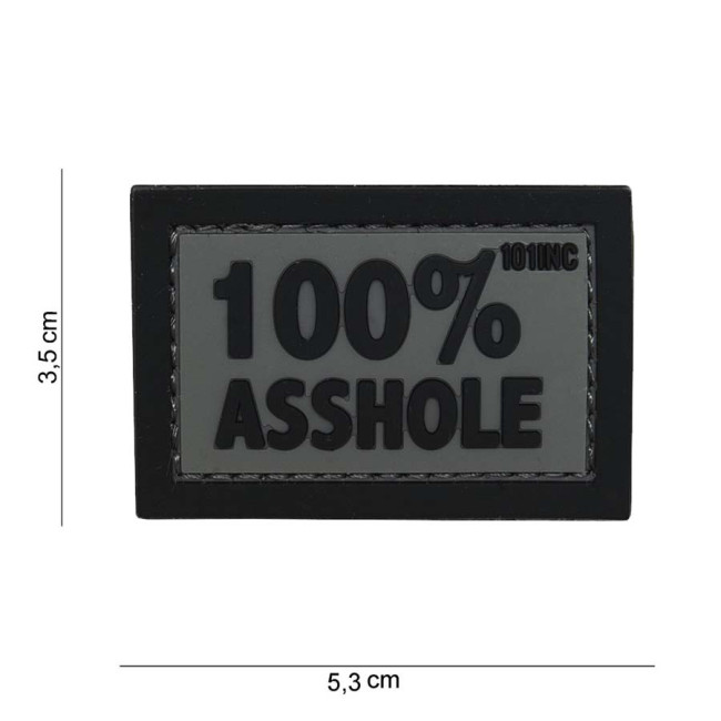 3D PVC-Patch "100% Asshole" grau - 101 Inc