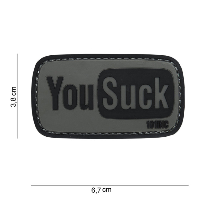 Patch 3D en PVC "YouSuck" noir - 101 Inc