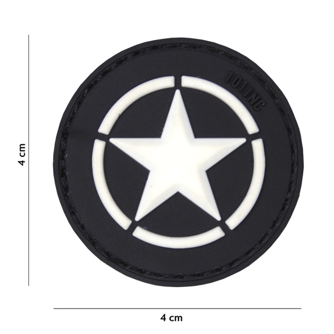 3D PVC patch "Allied star" Zwart - 101 Inc