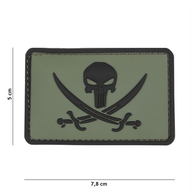 Naszywka 3D PVC Punisher pirat zielona - 101 Inc