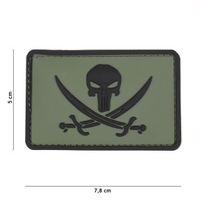 3D PVC Patch Punisher piraat groen - 101 Inc