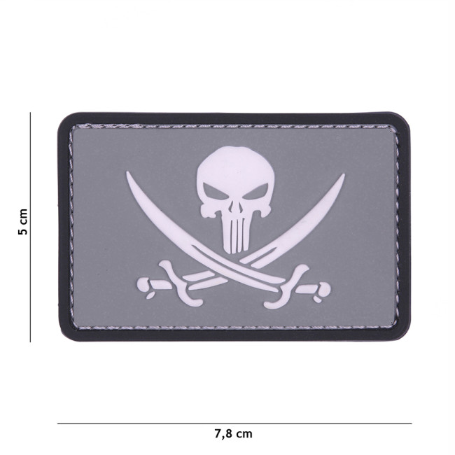 Patch 3D en PVC Punisher pirate gris/noir - 101 Inc