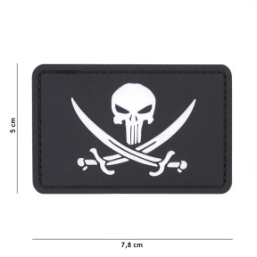 3D PVC Patch Punisher piraat zwart - 101 Inc