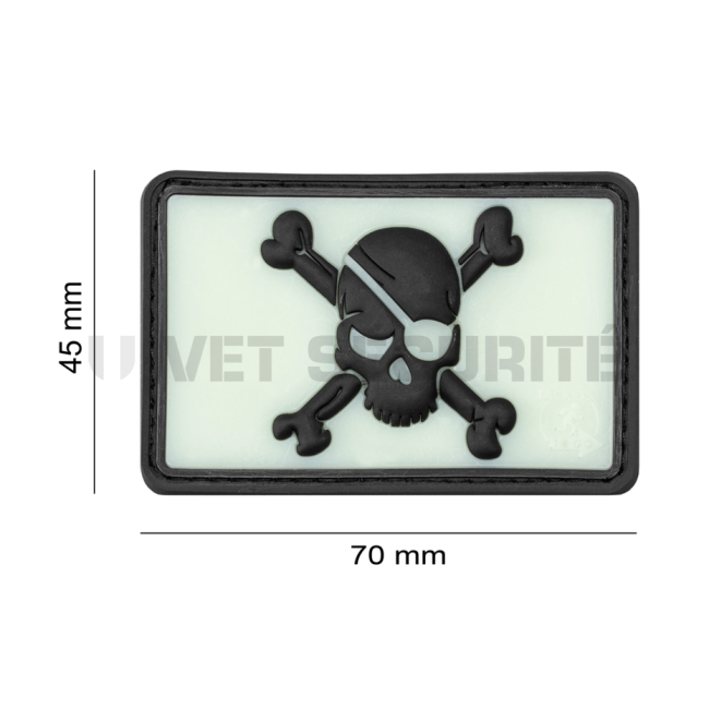 Piraten-Totenkopf-Patch mit phosphoreszierendem Hintergrund - JTG