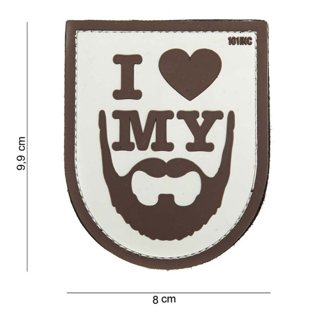 Patch 3D PVC I Love My Beard Bruin - 101 Inc