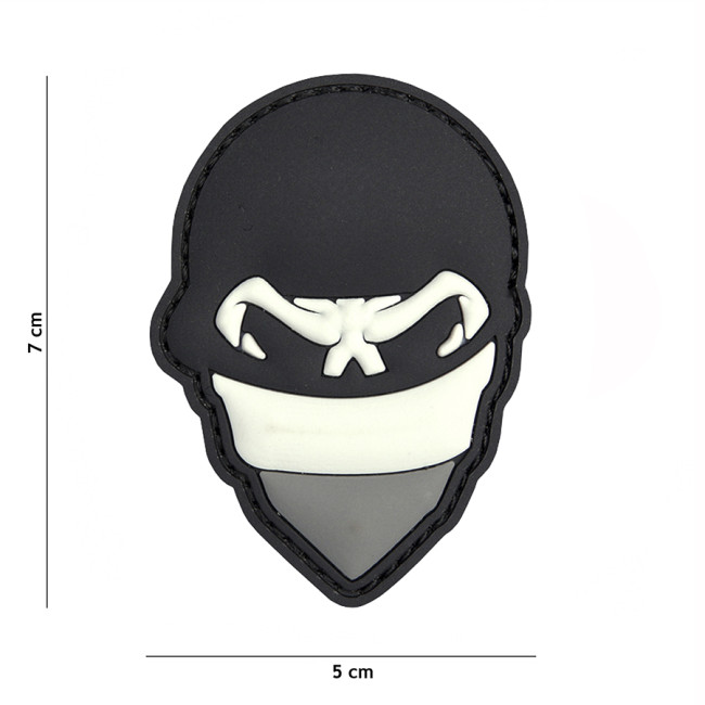 3D PVC Patch Polnischer Totenkopf Balaclava Grau