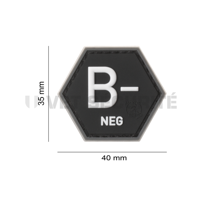 Hexagonaler Schwarzer Patch Blutgruppe B negativ - Jacket To Go