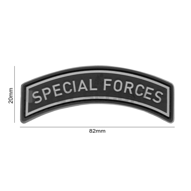 Naszywka Special Forces Tab Rubber Szara/Czarna - JTG