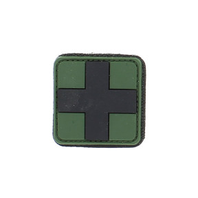 Patch 3D PVC zwart kruis op groene achtergrond - 101 Inc