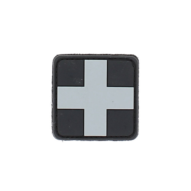 Patch 3D PVC grijze kruis op zwarte achtergrond - 101 Inc