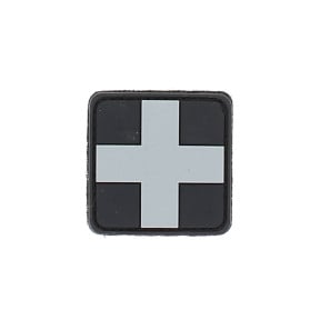 Patch 3D PVC croix grise sur fond noir - 101 Inc