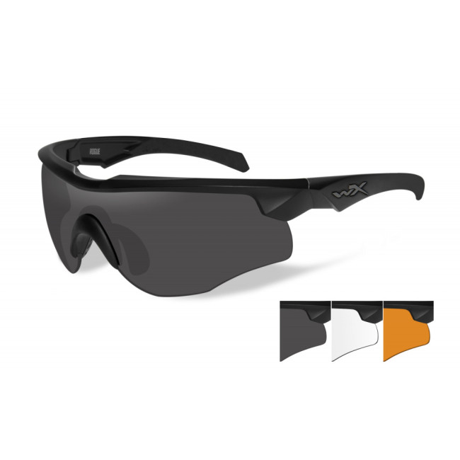 Ballistische Schutzbrille Rogue Comm schwarz mit getönten/klaren/orangefarbenen Gläsern - Wiley X