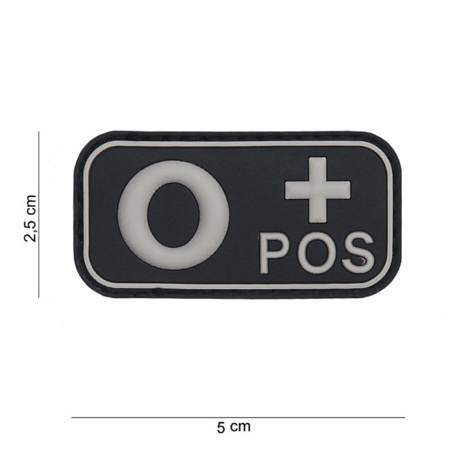 Patch 3D PVC groupe sanguin O+ noir - 101 Inc