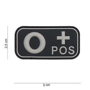 Patch 3D PVC groupe sanguin O+ noir - 101 Inc