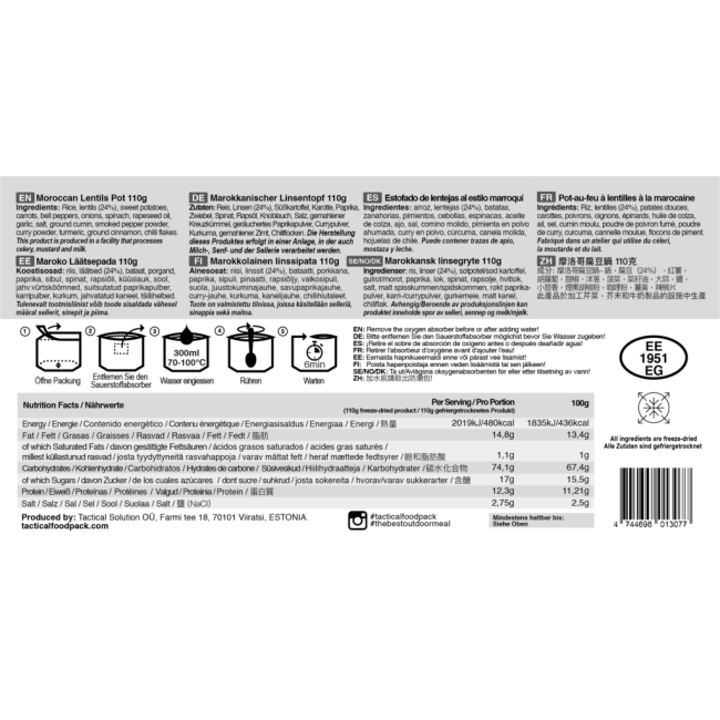 Lentilles marocaines - Tactical Foodpack