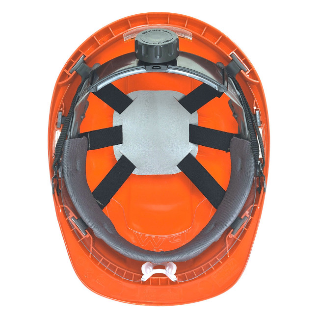 Oranger Baustellenhelm mit Visier - Portwest