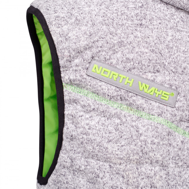 GILET SANS MANCHE MATELASSE TEDDY GRIS CHINE ET VERT FLUO - North Ways
