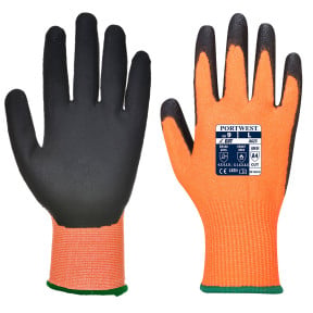 Schnittfester Handschuh Vis-Tex Level D mit PU-Beschichtung Orange und Schwarz - Portwest