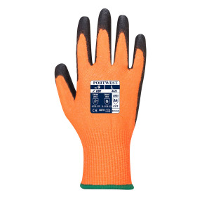 Gant anti-coupures Vis-Tex niveau D en PU Orange et Noir - Portwest