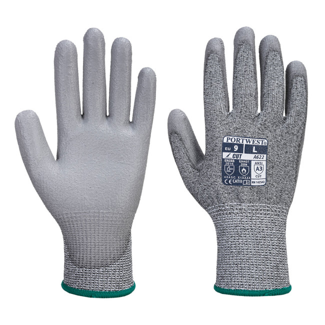 Snijwerende handschoen niveau C met PU handpalm Grijs - Portwest