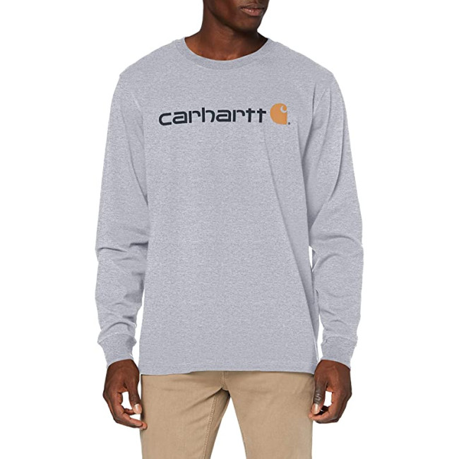 Tee-Shirt Core Logo manches longues 104107 Heather Grey - Carhartt